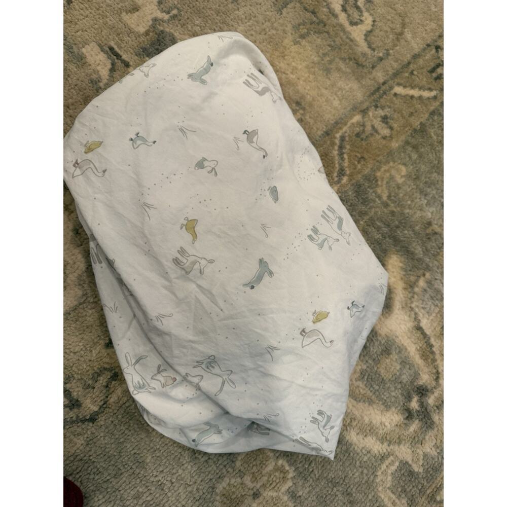 Pehr White Animal Printed Fitted Crib Sheet Cotton NEW